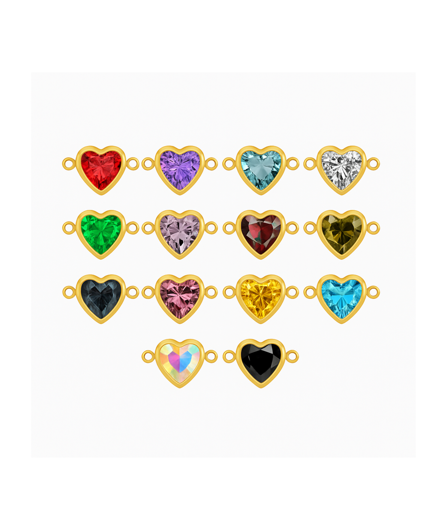 CZ Heart Connector Charm