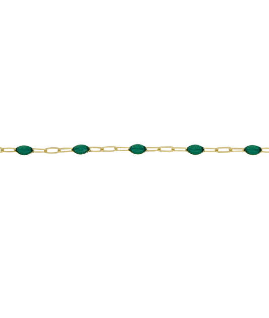 Green Enamel Paper Clip Chain