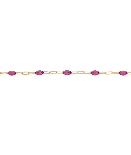 Pink Enamel Paper Clip Chain